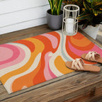 Psychedelic 70s Swirl Pattern - Retro Groovy Abstract Wave Outdoor Rug Gallery Image 2