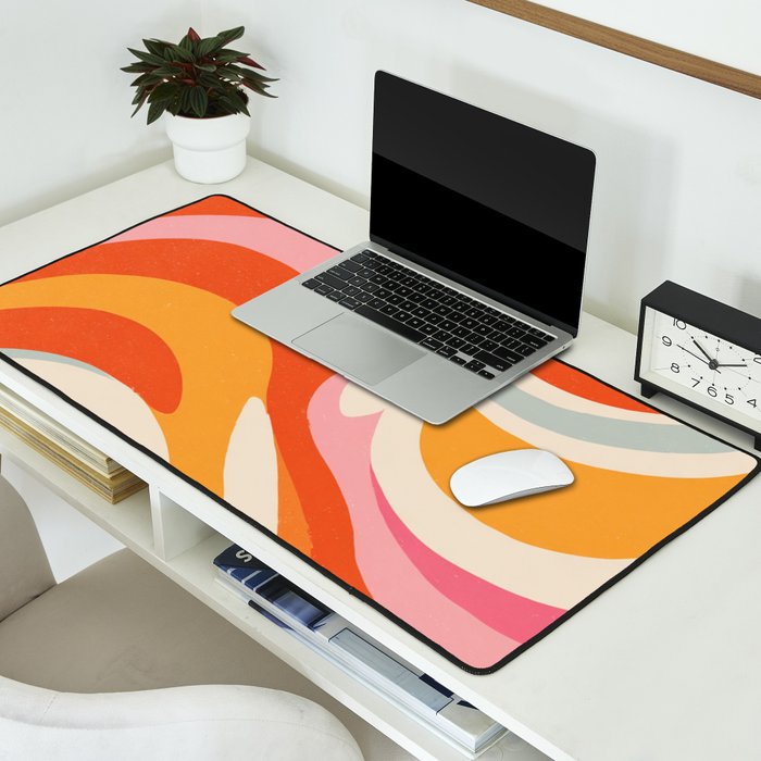 Psychedelic 70s Swirl Pattern - Retro Groovy Abstract Wave Desk Mat Gallery Image 2