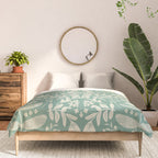 Green blossom floral botanical pattern Comforter Gallery Image 3
