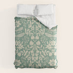 Green blossom floral botanical pattern Comforter Gallery Image 6