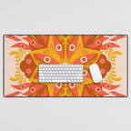 Trippy Mandala - Retro Ochre Desk Mat Gallery Image 1