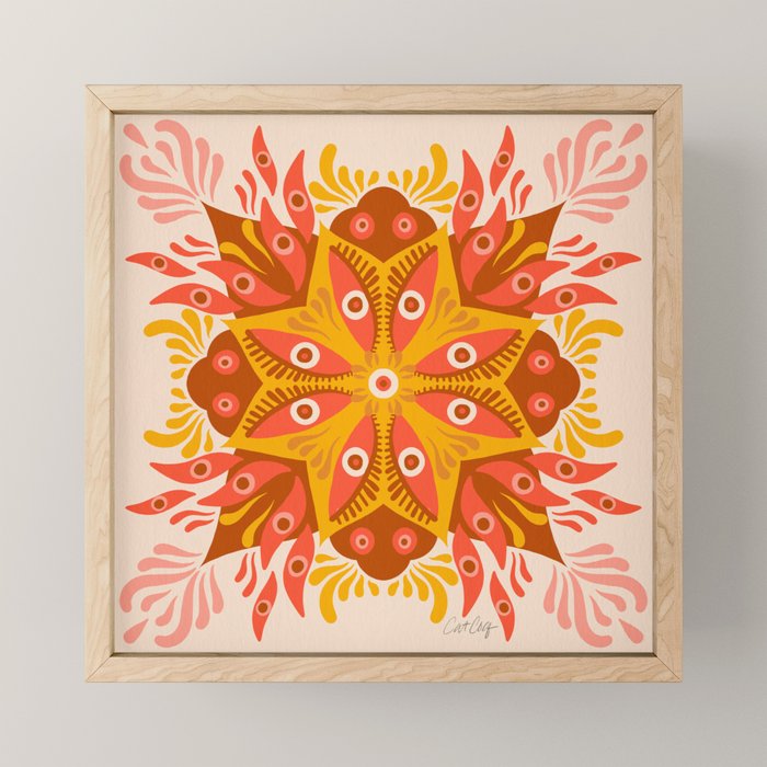 Trippy Mandala - Retro Ochre Mini Art Print Gallery Image 1