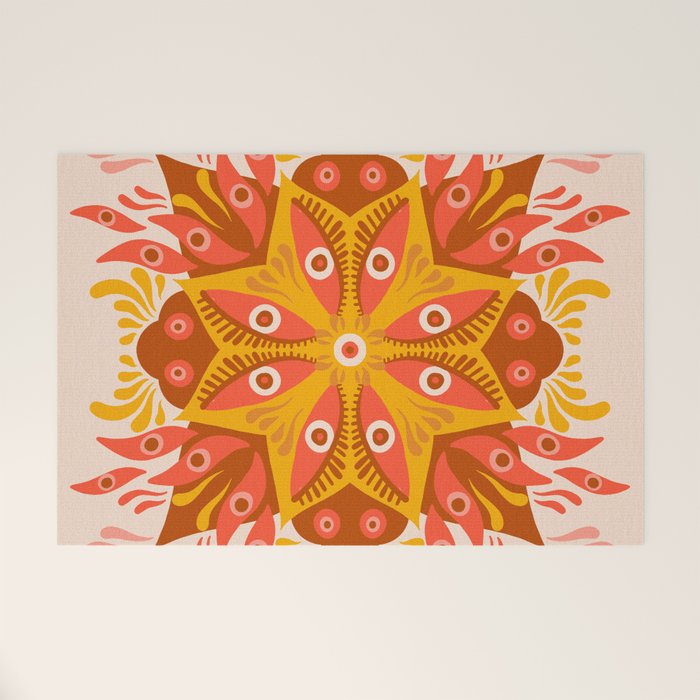 Trippy Mandala - Retro Ochre Welcome Mat Gallery Image 1