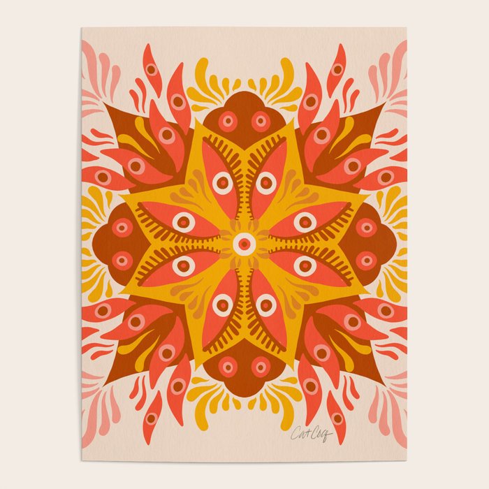 Trippy Mandala - Retro Ochre Poster Gallery Image 1