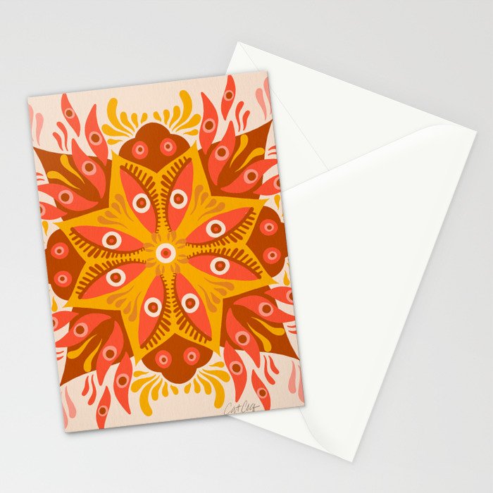 Trippy Mandala - Retro Ochre Stationery Card Gallery Image 2