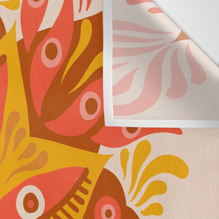 Trippy Mandala - Retro Ochre Wall Tapestry Gallery Image 3