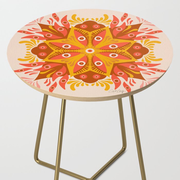Trippy Mandala - Retro Ochre Side Table Gallery Image 2