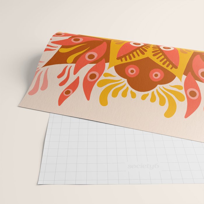 Trippy Mandala - Retro Ochre Wrapping Paper Gallery Image 2