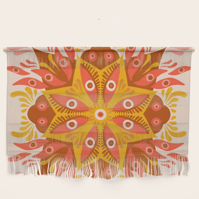 Trippy Mandala - Retro Ochre Wall Hanging Gallery Image 1