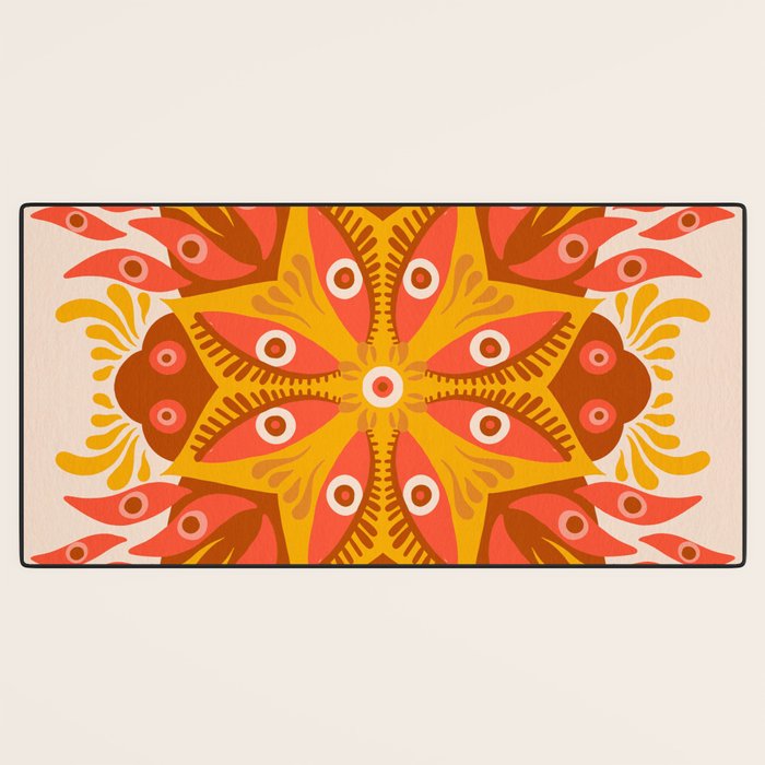 Trippy Mandala - Retro Ochre Desk Mat Gallery Image 3