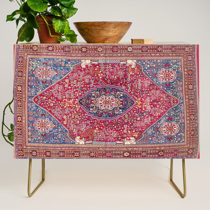 Qashqaâi  Antique Fars Persian Rug Print Credenza Gallery Image 1