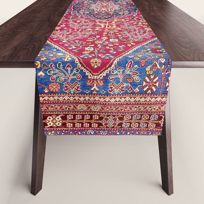 Qashqaâi  Antique Fars Persian Rug Print Table Runner Gallery Image 1