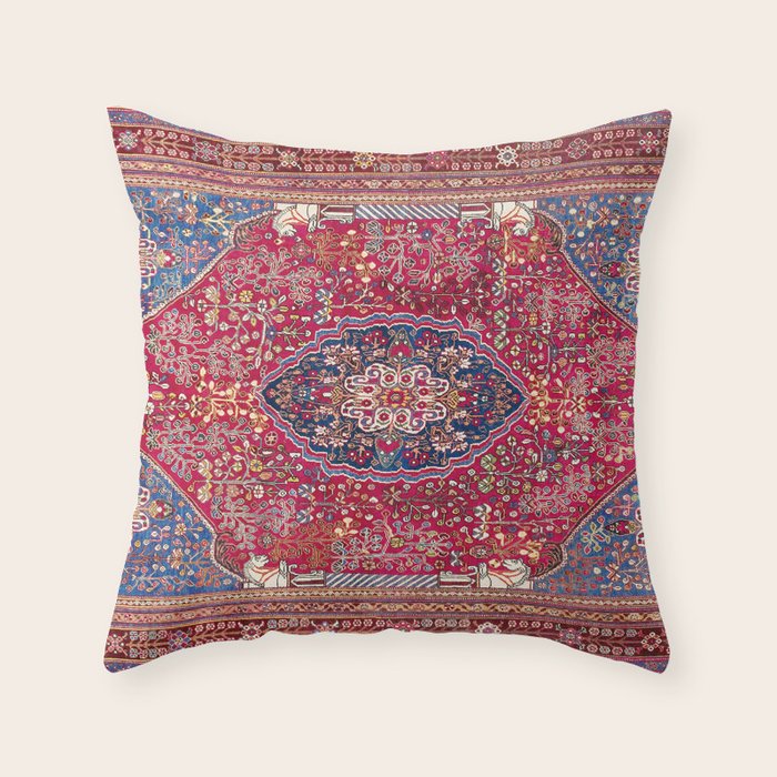 Qashqaâi  Antique Fars Persian Rug Print Throw Pillow Gallery Image 1