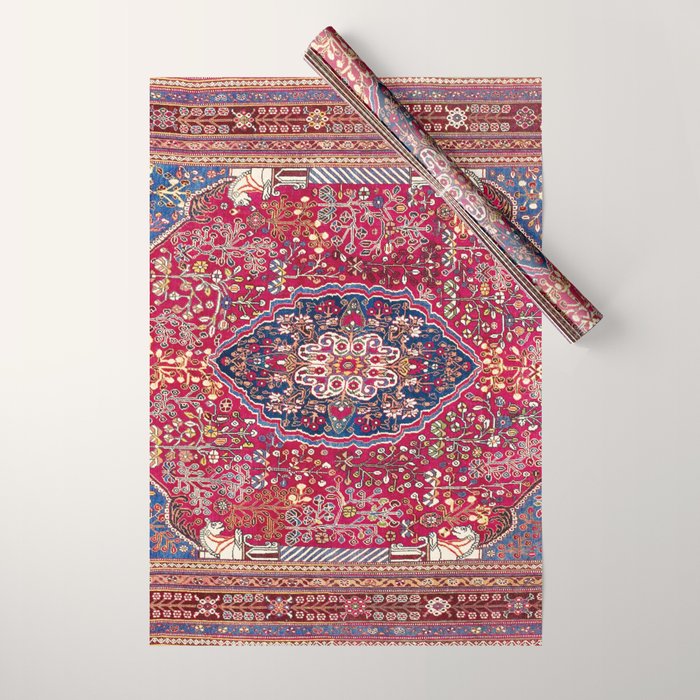 Qashqaâi  Antique Fars Persian Rug Print Wrapping Paper Gallery Image 1
