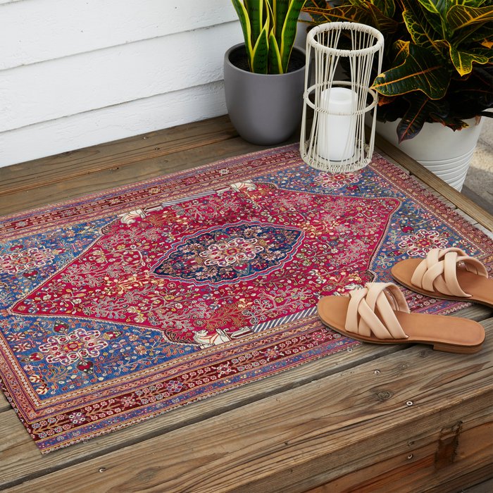 Qashqaâi  Antique Fars Persian Rug Print Outdoor Rug Gallery Image 2