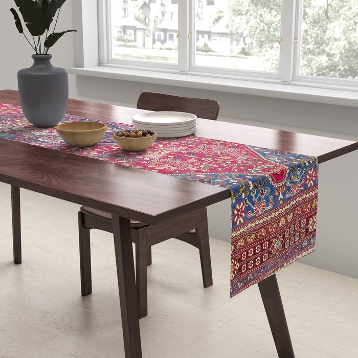 Qashqaâi  Antique Fars Persian Rug Print Table Runner Gallery Image 2