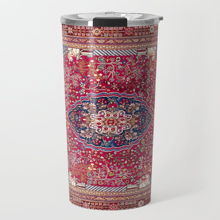 Qashqaâi  Antique Fars Persian Rug Print Travel Mug Gallery Image 1