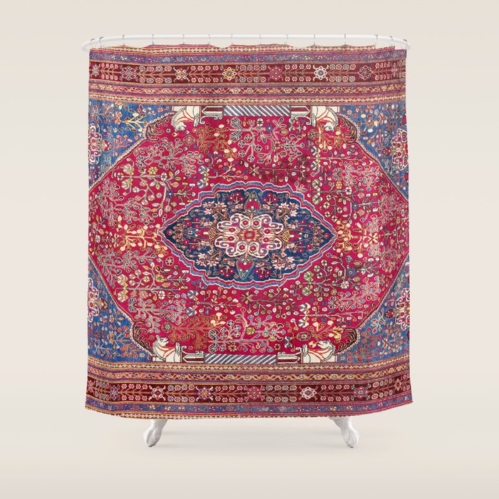 Qashqaâi  Antique Fars Persian Rug Print Shower Curtain Gallery Image 1