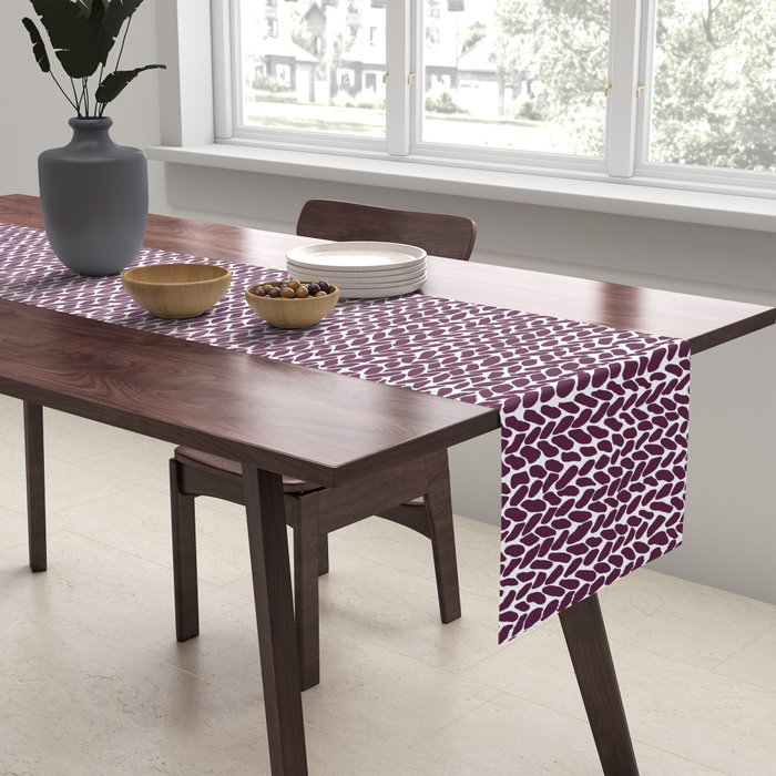 Hand Knit Plum Table Runner Gallery Image 2