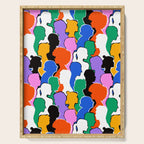 Colorful diverse people crowd art pattern Serving Tray Gallery Image 1