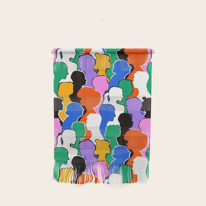 Colorful diverse people crowd art pattern Wall Hanging Gallery Image 1