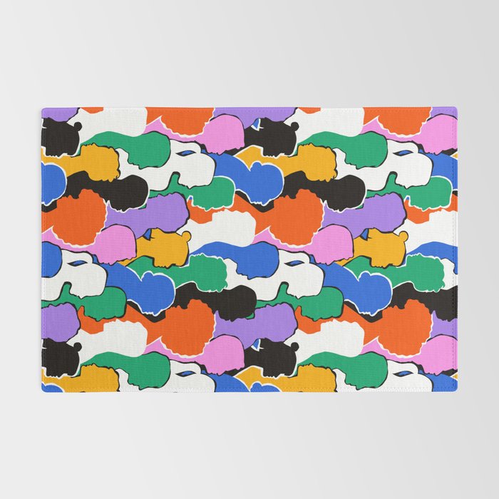 Colorful diverse people crowd art pattern Rug Gallery Image 2