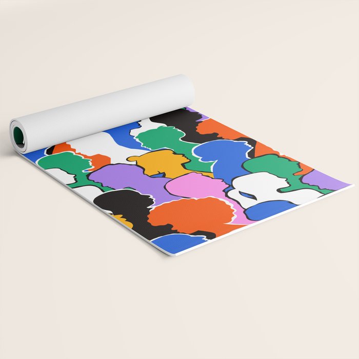 Colorful diverse people crowd art pattern Yoga Mat Gallery Image 2