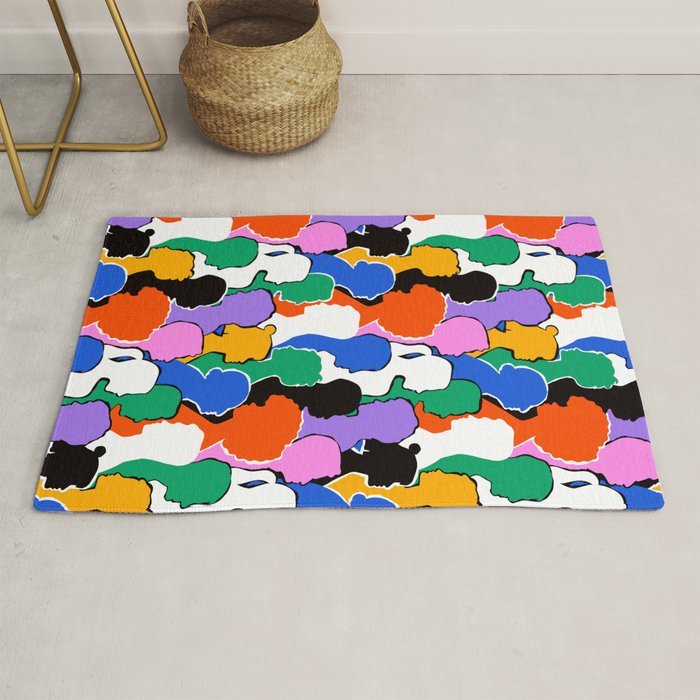 Colorful diverse people crowd art pattern Rug Gallery Image 1