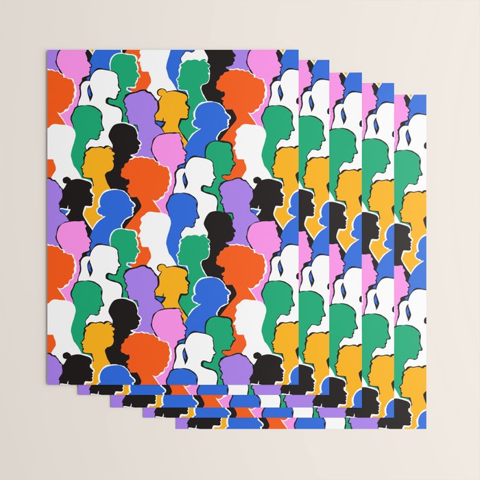 Colorful diverse people crowd art pattern Wrapping Paper Gallery Image 3