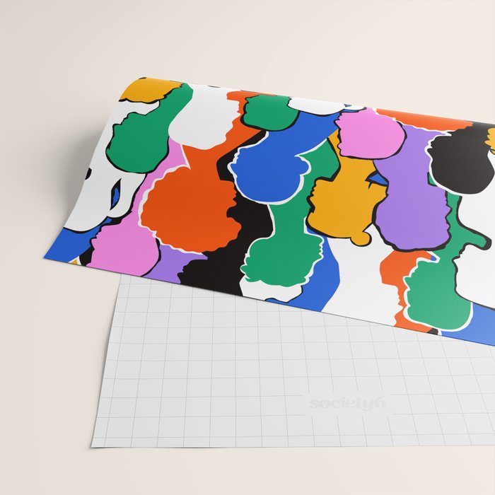 Colorful diverse people crowd art pattern Wrapping Paper Gallery Image 2