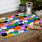 Colorful diverse people crowd art pattern Outdoor Rug Gallery Image 2