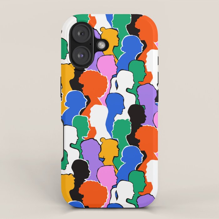 Colorful diverse people crowd art pattern iPhone Case Gallery Image 1
