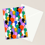 Colorful diverse people crowd art pattern Stationery Card Gallery Image 2