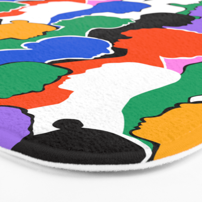 Colorful diverse people crowd art pattern Bath Mat Gallery Image 3