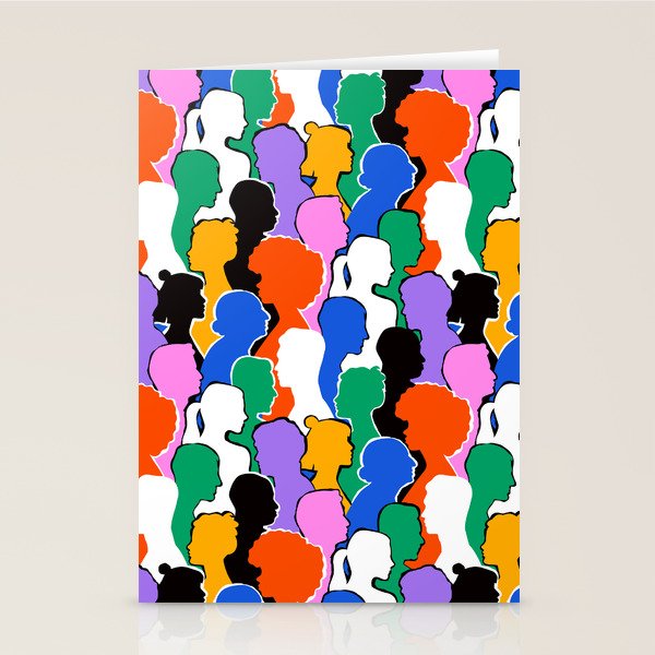Colorful diverse people crowd art pattern Stationery Card Gallery Image 2