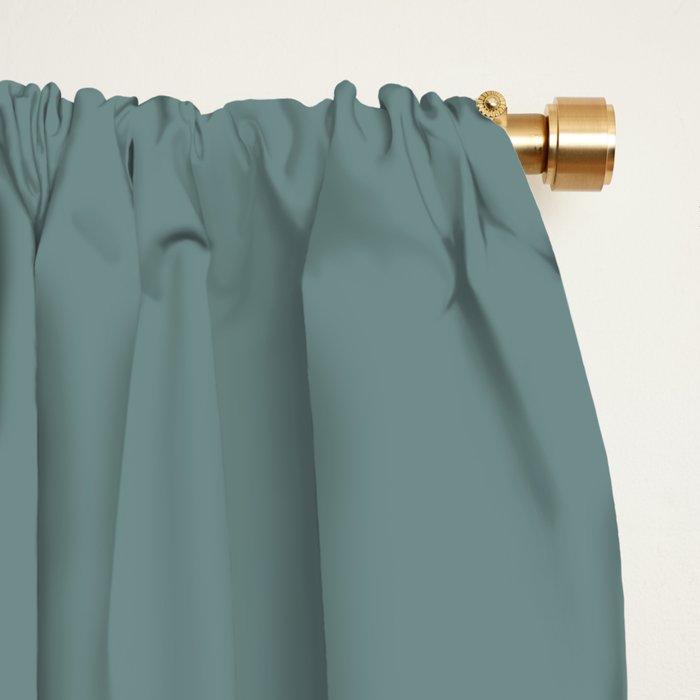 AEGEAN TEAL Dusty Solid Color Plain Neutral Earthy Tone  Window Curtain Gallery Image 2
