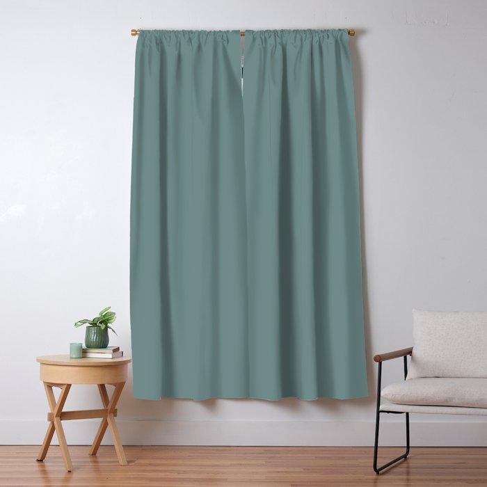 AEGEAN TEAL Dusty Solid Color Plain Neutral Earthy Tone  Window Curtain Gallery Image 5