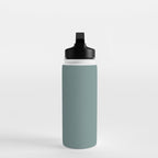 AEGEAN TEAL Dusty Solid Color Plain Neutral Earthy Tone  Water Bottle Gallery Image 3