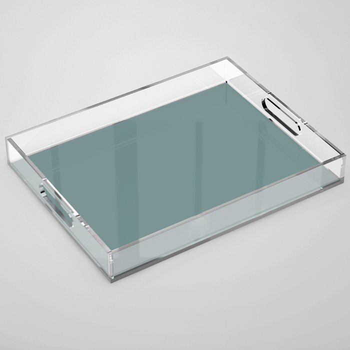 AEGEAN TEAL Dusty Solid Color Plain Neutral Earthy Tone  Acrylic Tray Gallery Image 1