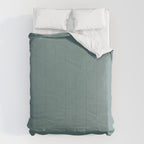 AEGEAN TEAL Dusty Solid Color Plain Neutral Earthy Tone  Comforter Gallery Image 6