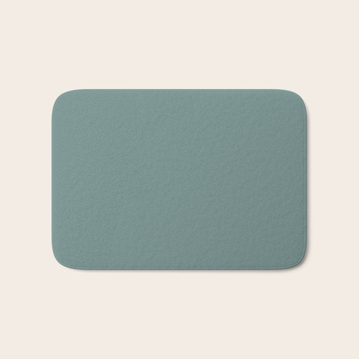 AEGEAN TEAL Dusty Solid Color Plain Neutral Earthy Tone  Bath Mat Gallery Image 1