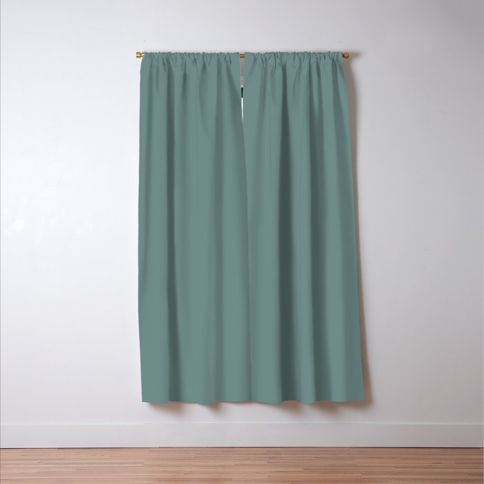 AEGEAN TEAL Dusty Solid Color Plain Neutral Earthy Tone  Window Curtain Gallery Image 3