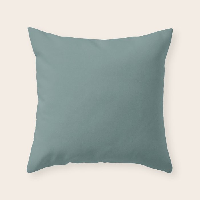 AEGEAN TEAL Dusty Solid Color Plain Neutral Earthy Tone  Throw Pillow Gallery Image 6