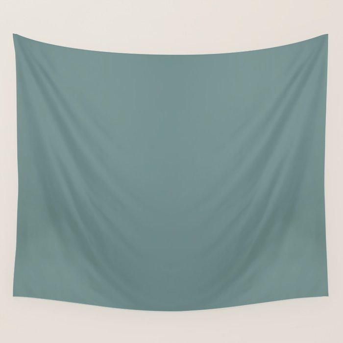 AEGEAN TEAL Dusty Solid Color Plain Neutral Earthy Tone  Wall Tapestry Gallery Image 1