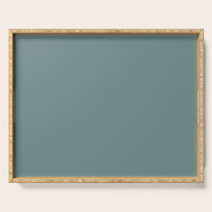 AEGEAN TEAL Dusty Solid Color Plain Neutral Earthy Tone  Serving Tray Gallery Image 1