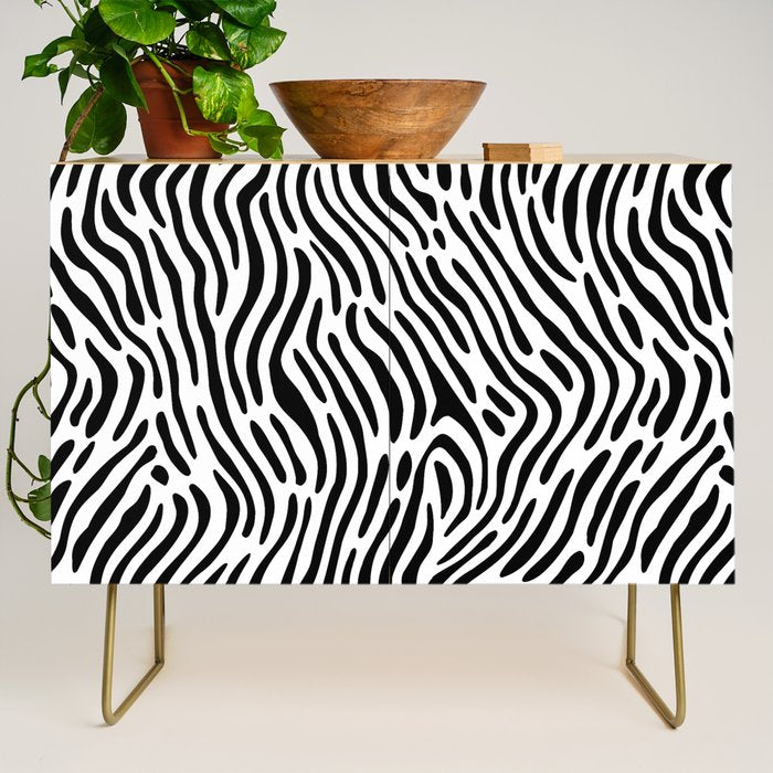 Black and white zebra stripe print art pattern Credenza Gallery Image 1