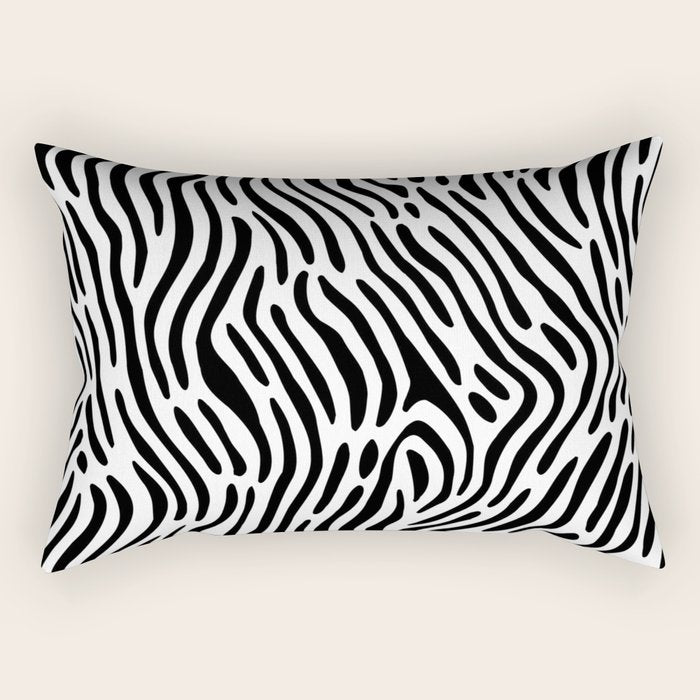 Black and white zebra stripe print art pattern Rectangular Pillow Gallery Image 2