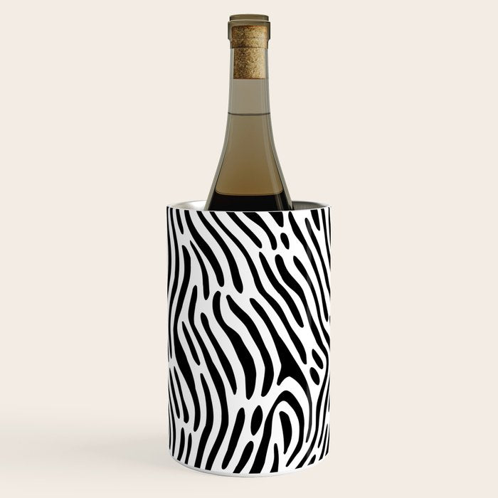Black and white zebra stripe print art pattern Wine Chiller Gallery Image 1