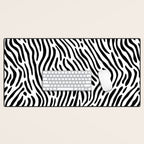 Black and white zebra stripe print art pattern Desk Mat Gallery Image 1