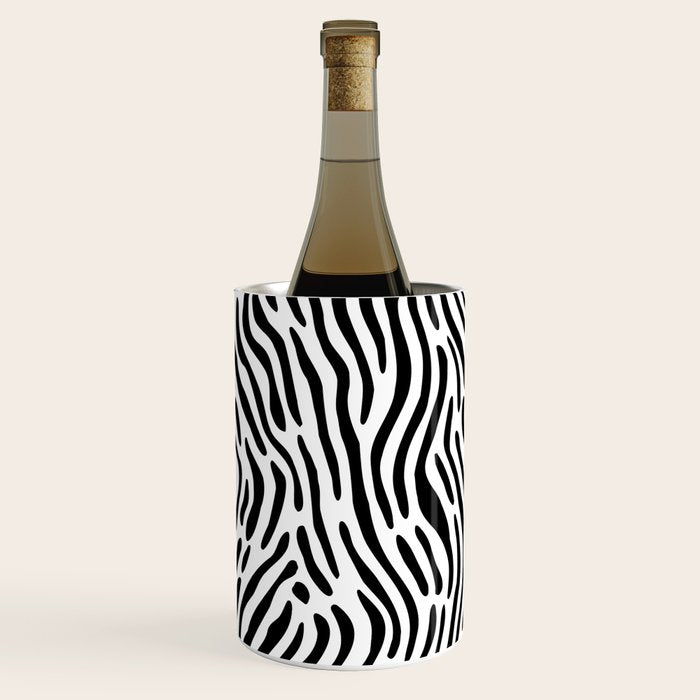 Black and white zebra stripe print art pattern Wine Chiller Gallery Image 2